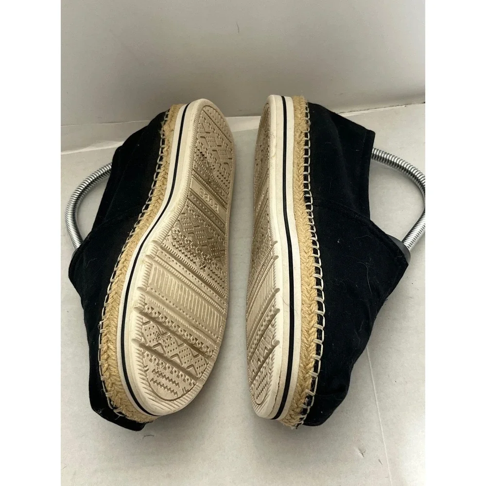 Skechers BOBS Black Canvas Espadrille Slip On Flats Memory Foam Womens 8M